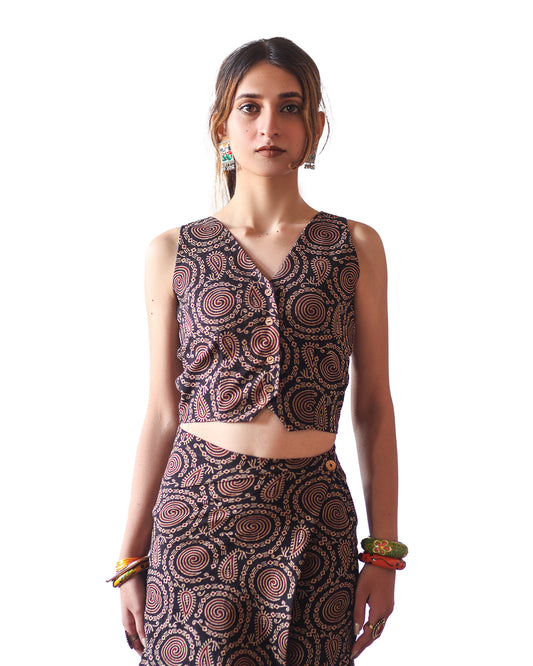 Anguri Kalamkari High-Waist Skort & Top
