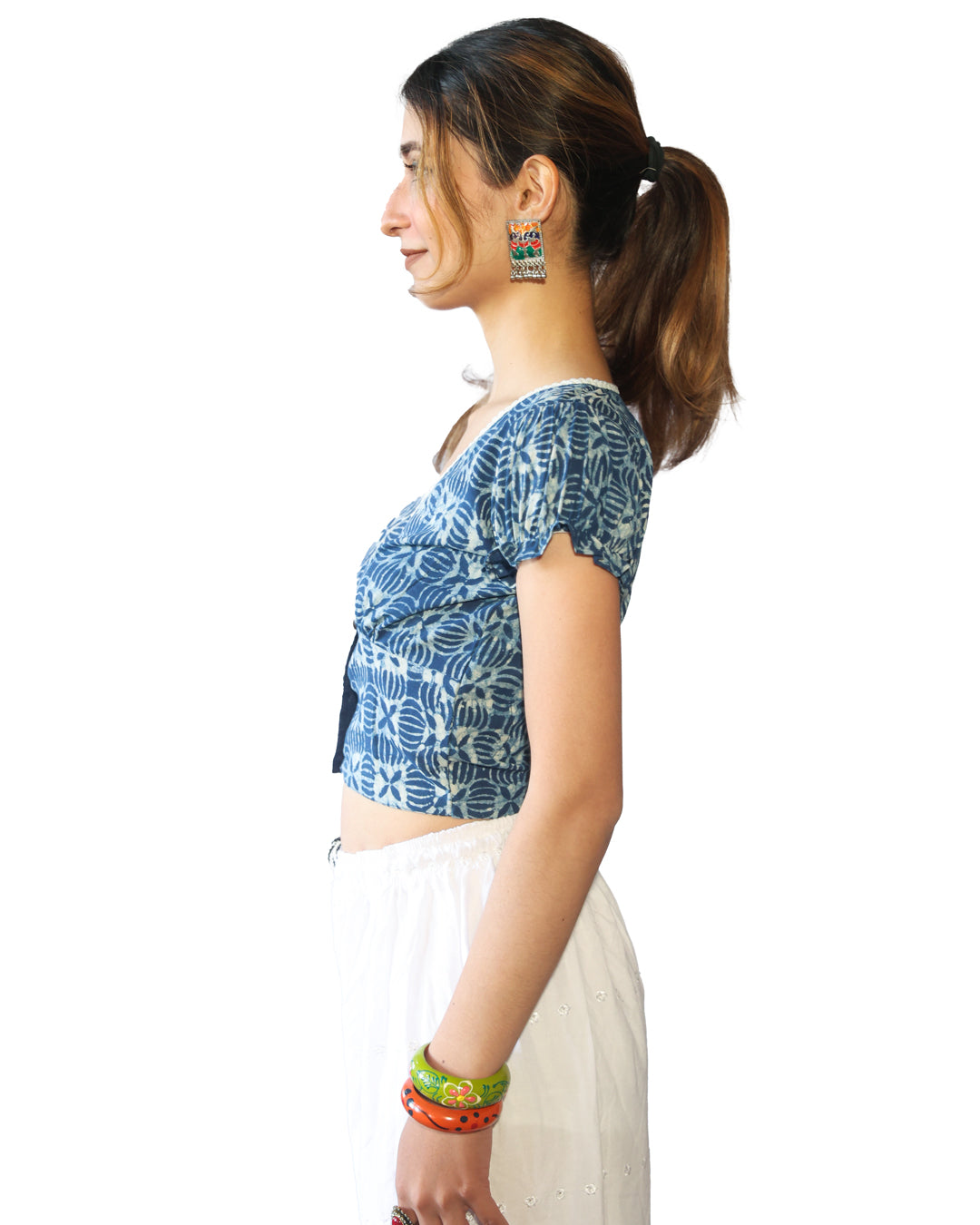Tara Indigo Handblock Crop