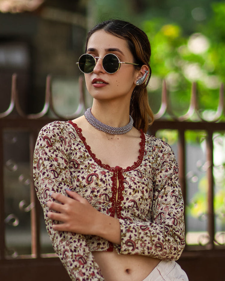 Paisley Tie-Front Top