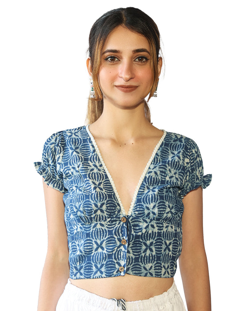 Tara Indigo Handblock Crop