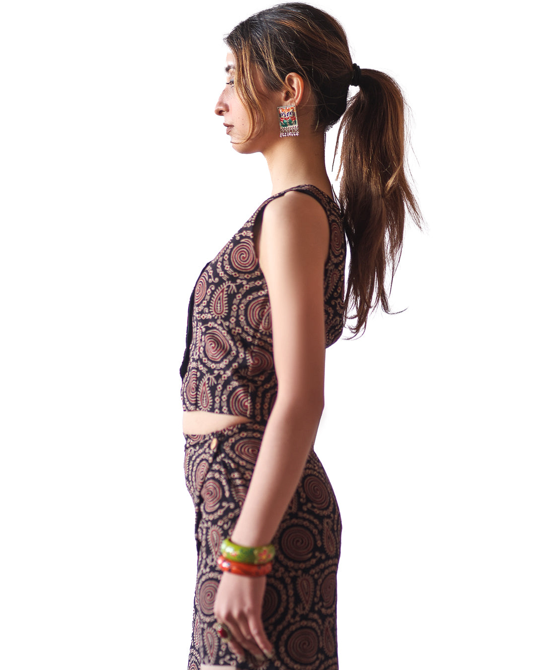 Anguri Kalamkari High-Waist Skort & Top