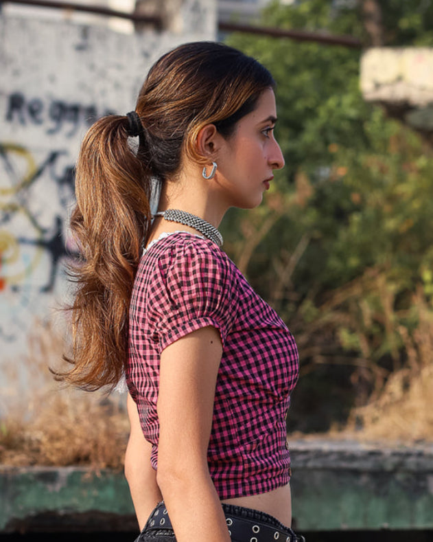 Gulabi Gingham Crop