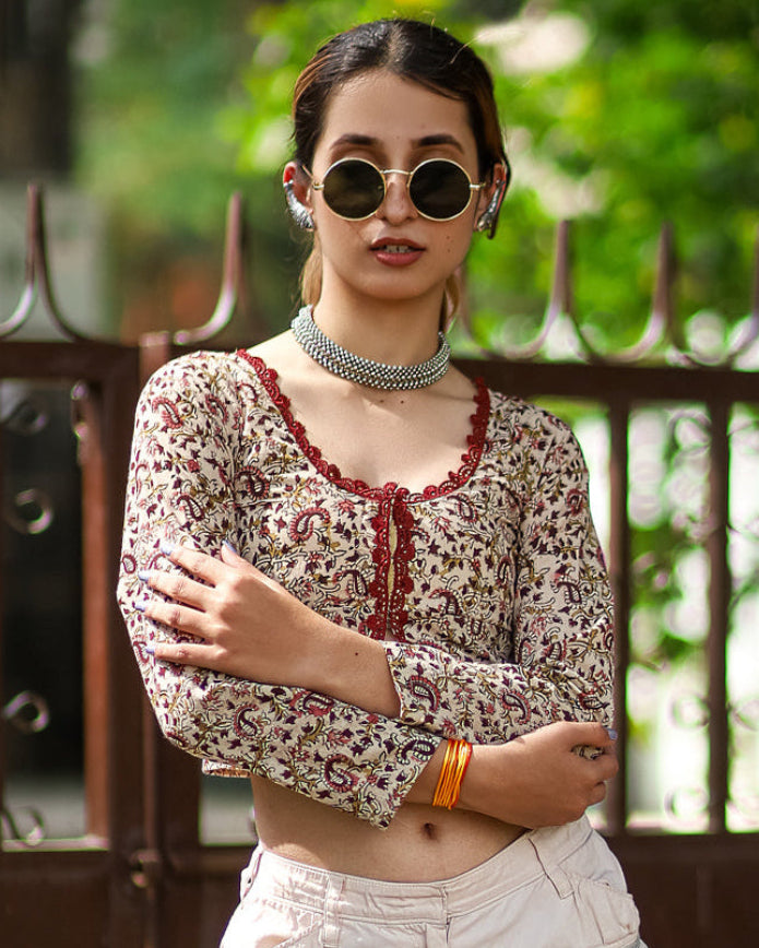 Paisley Tie-Front Top