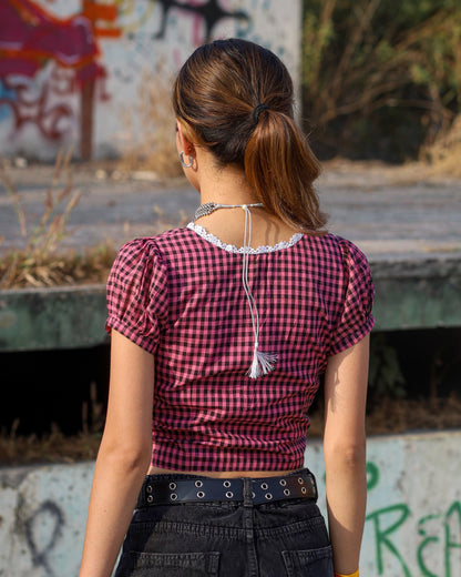 Gulabi Gingham Crop