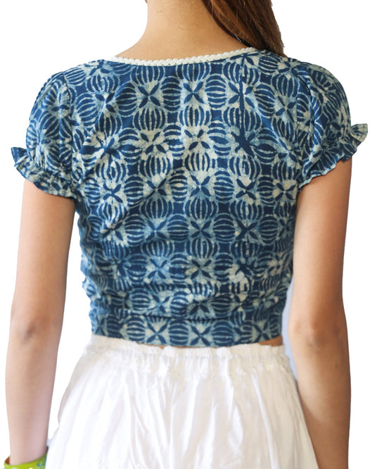 Tara Indigo Handblock Crop