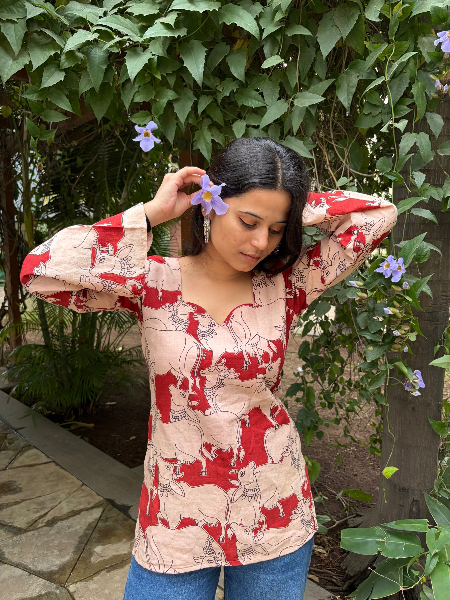 Zauhar Animal Print Sleeved Corset Kurti