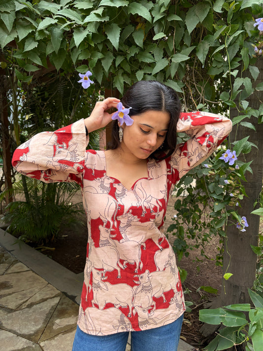 Zauhar Animal Print Sleeved Corset Kurti