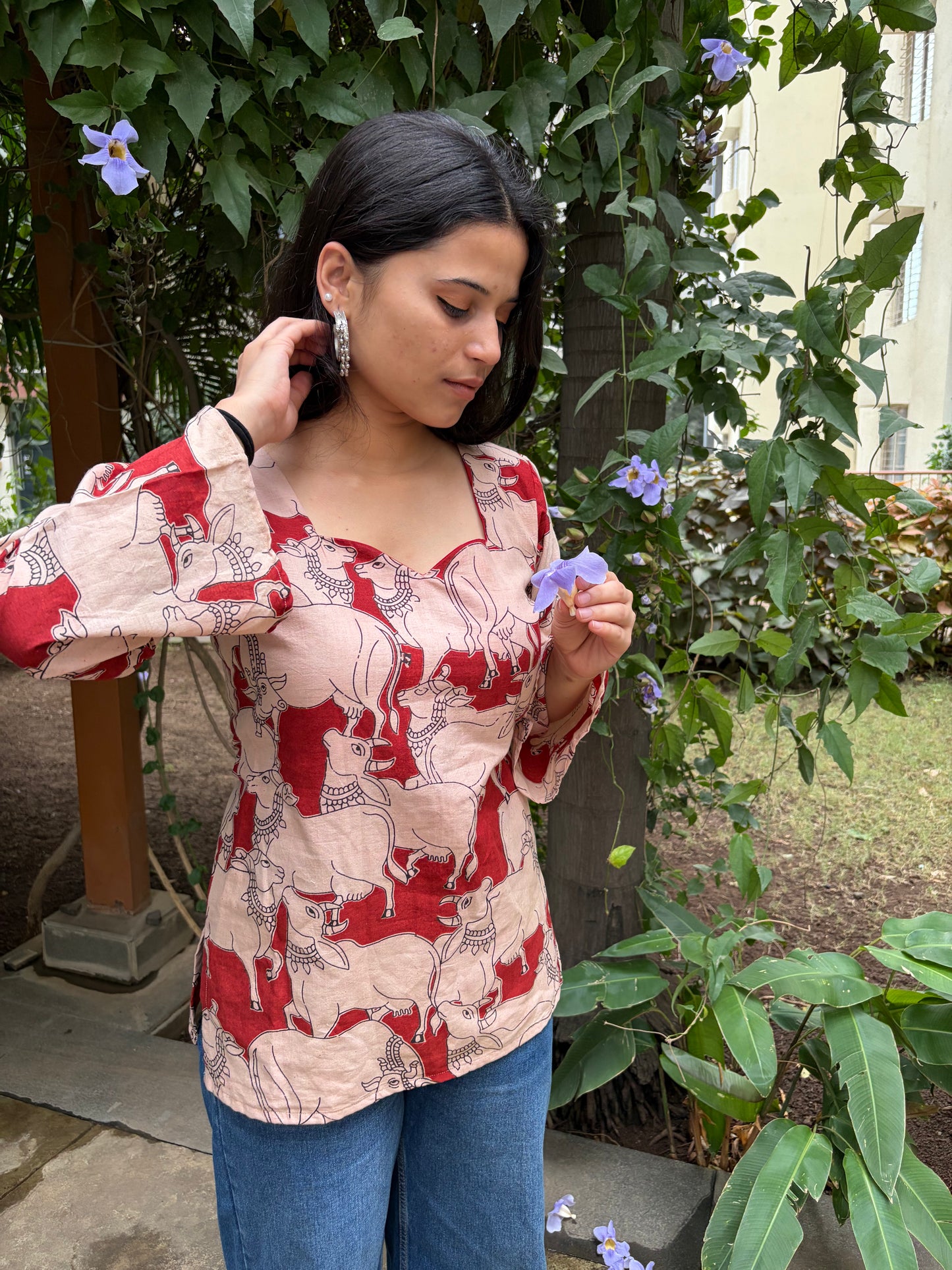 Zauhar Animal Print Sleeved Corset Kurti