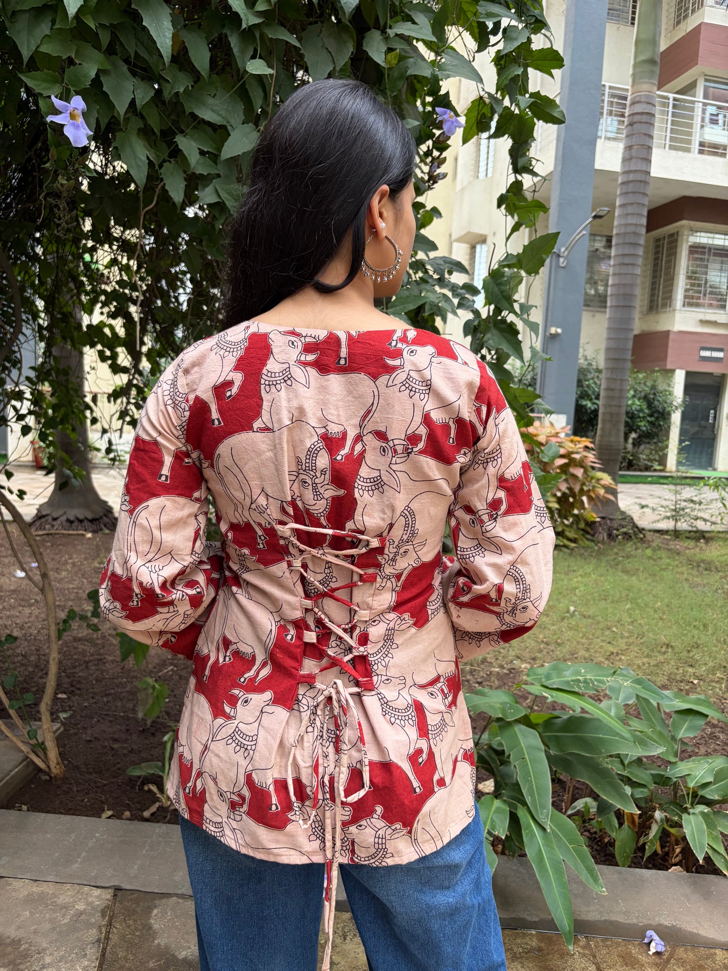 Zauhar Animal Print Sleeved Corset Kurti