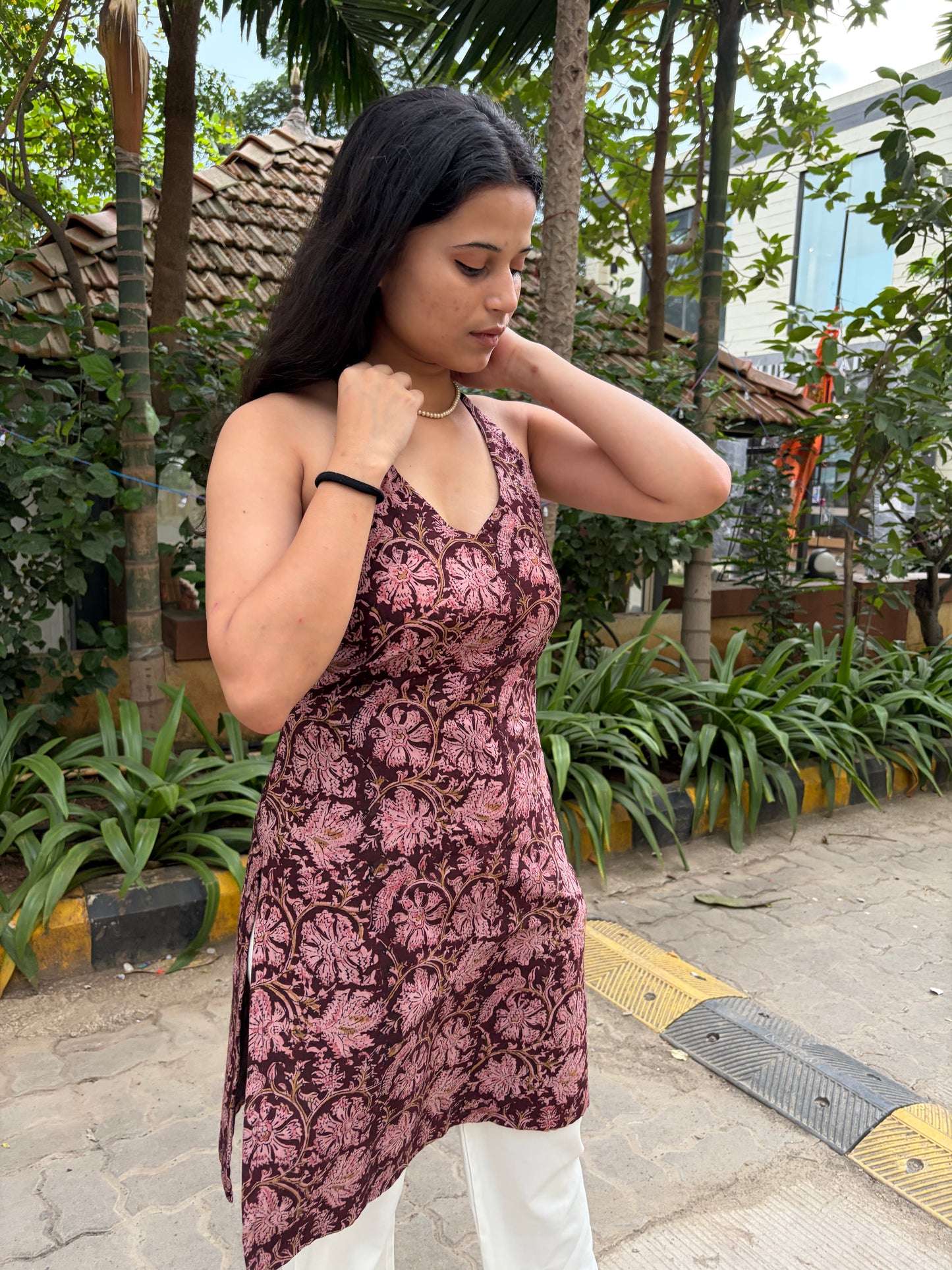 Saanjh Halter Neck Corset Kurti