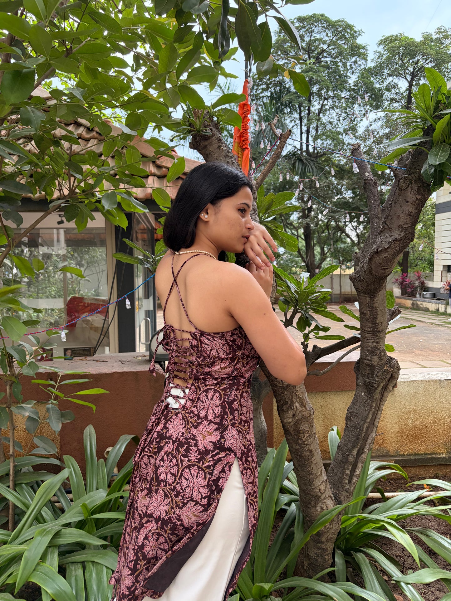 Saanjh Halter Neck Corset Kurti