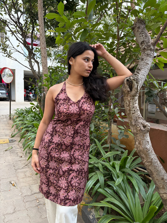 Saanjh Halter Neck Corset Kurti