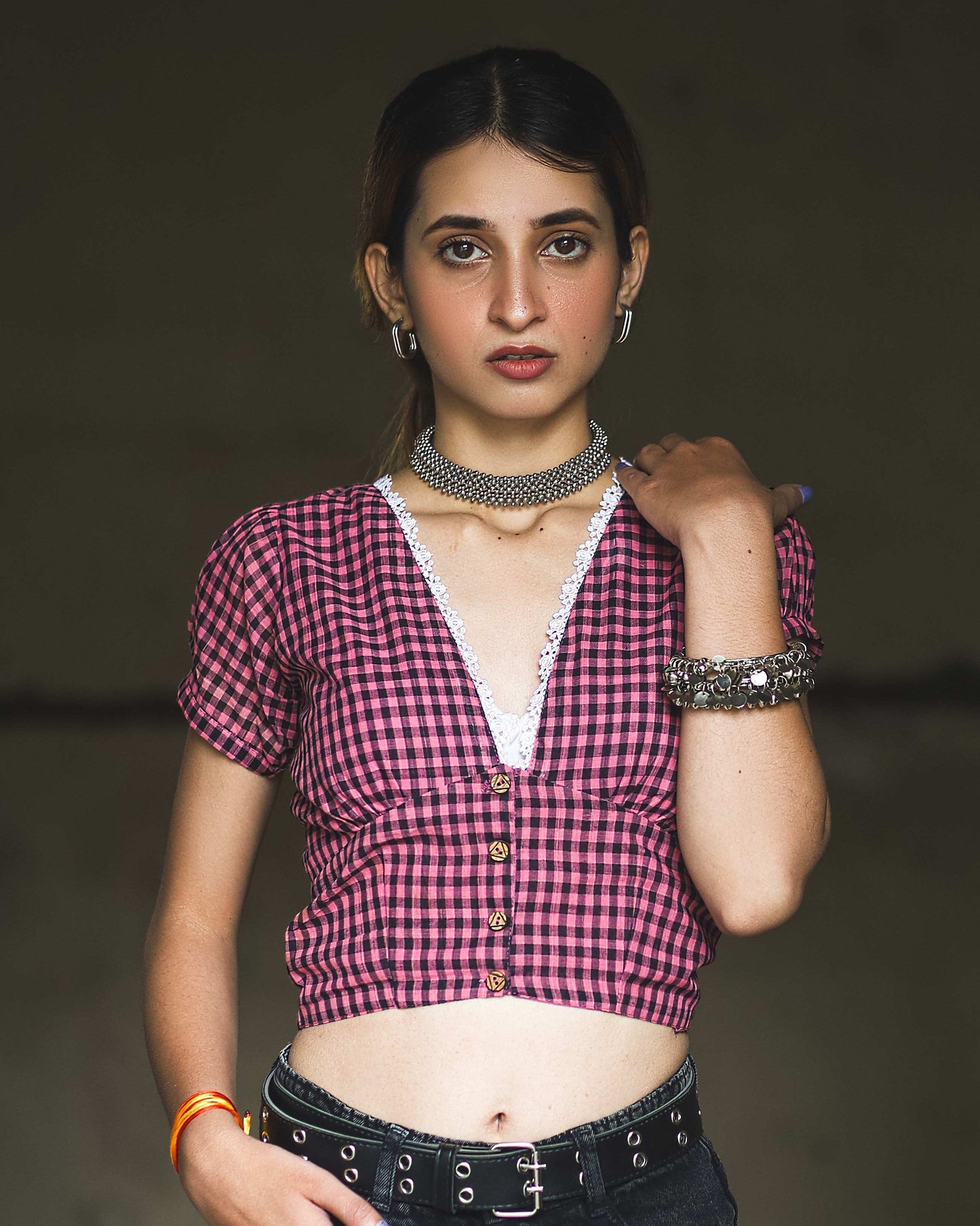 Gulabi Gingham Crop